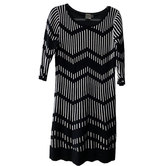 Taylor (Swift) Black & White Chevron Striped 3/4 Sleeve Sweater Dress Size XL - Picture 5 of 9